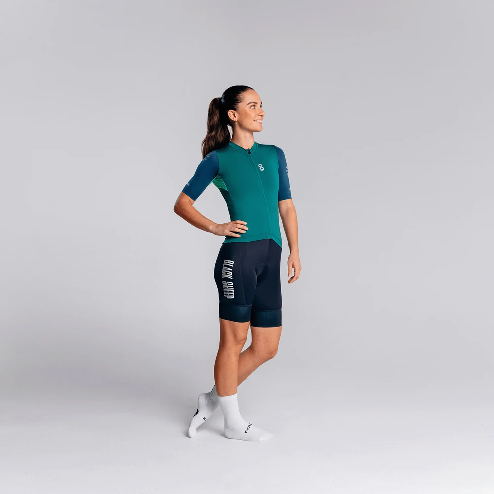 Women's Essentials TEAM Jersey - Storm Green Reflect 1 Women's Essentials TEAM Jersey - Storm Green Reflect