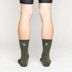 Khaki Signature PLTN Socks -Vêtements De Sport PelotonDeParis Khaki Signature PLTN CyclingSocks Back VeloVeloSigapore